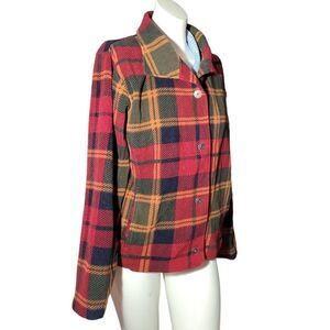 POLAR EDGE Powder Horn Plaid Button up Collared Jacket Large Multi color